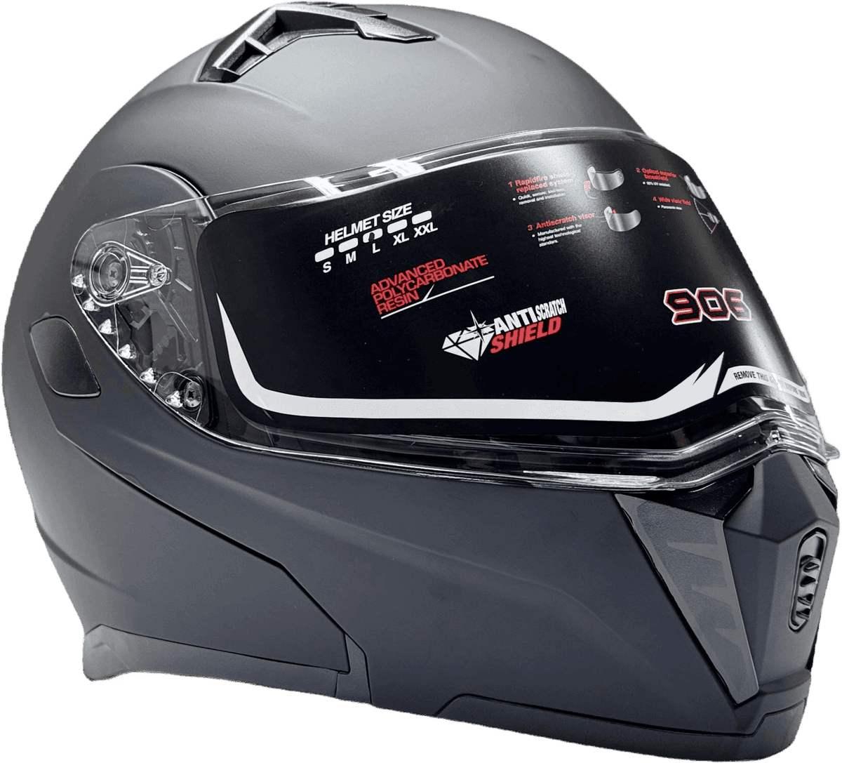 Çene Açılır Kask Mat Siyah